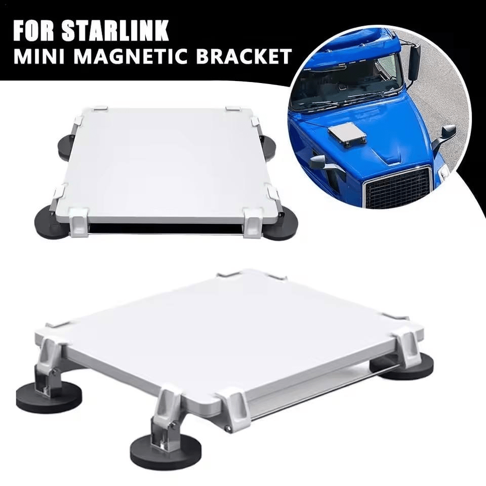 Starlink Mini magnetic mount product render with global use graphic