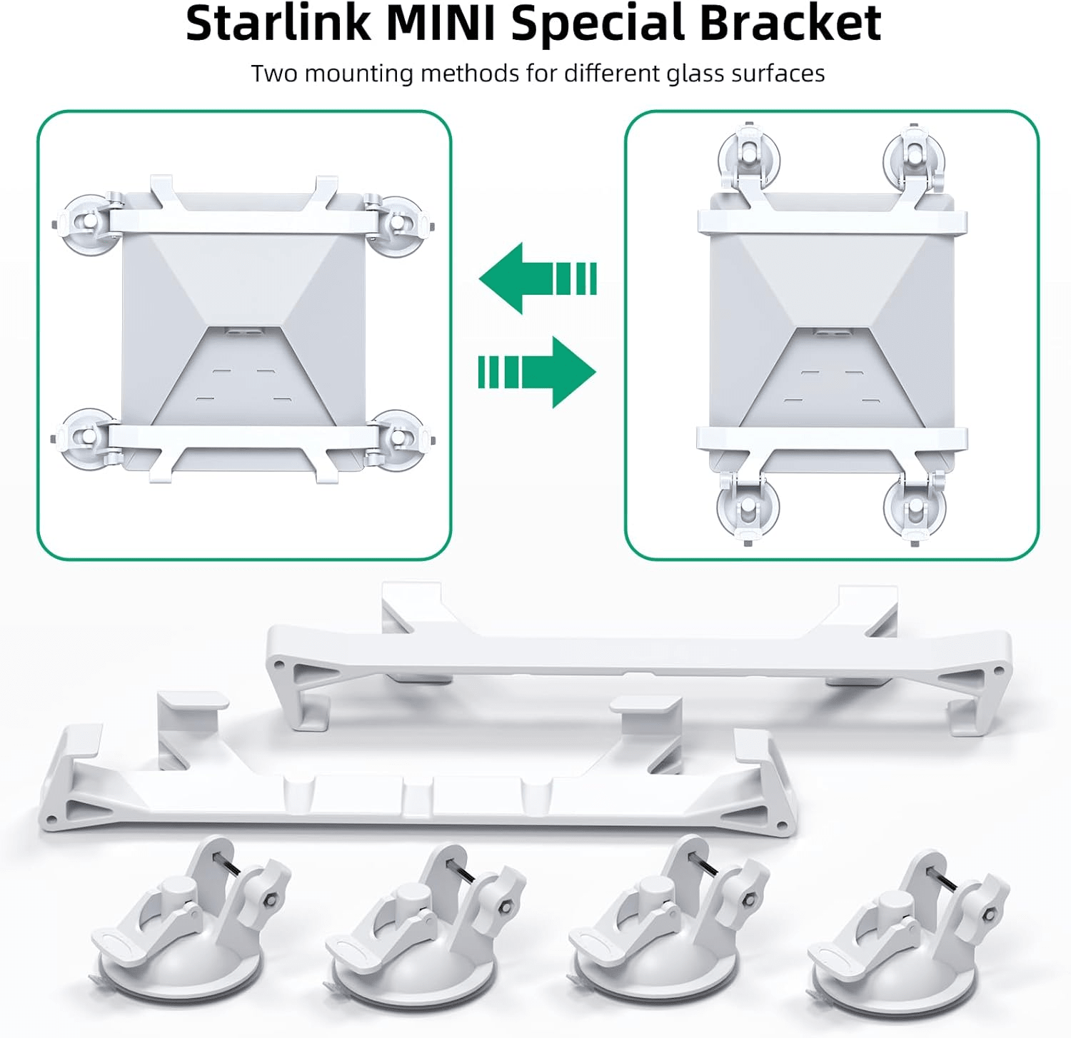 Starlink Mini suction cup mount dimensions and accessory diagram